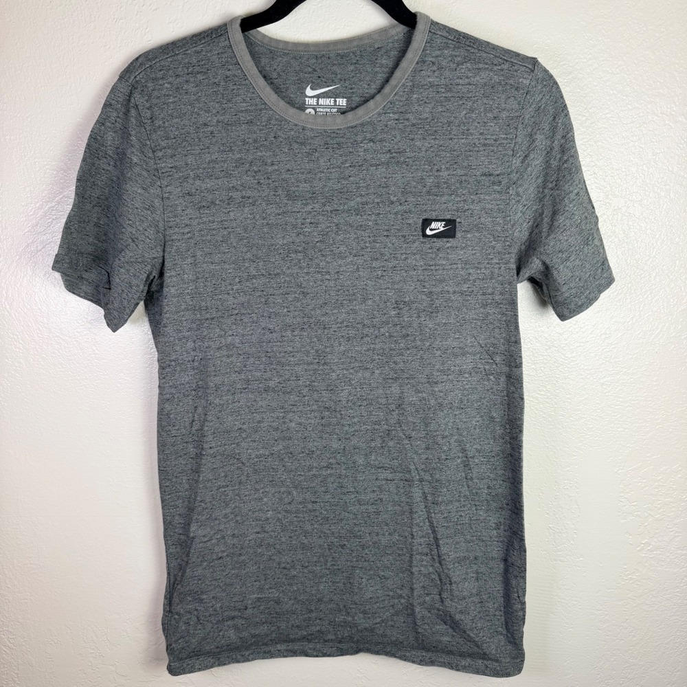 Nike Mens S Athletic Cut Short Sleeve Heathered Grey Cotton T-Shirt Elevated